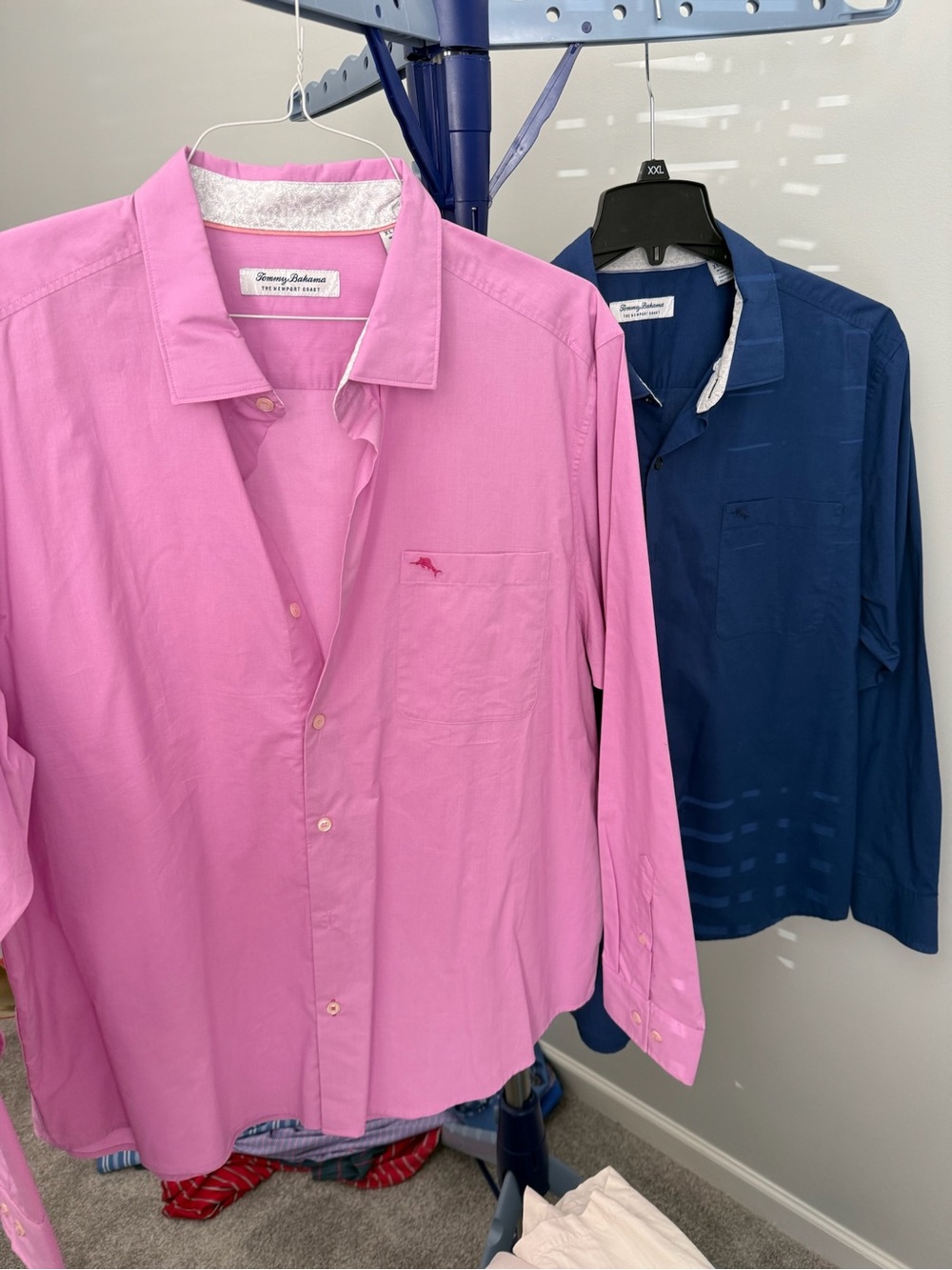 Tommy Bahama Pink & Navy Long-Sleeve Button-Down Shirts Newport Coast Men’s XL